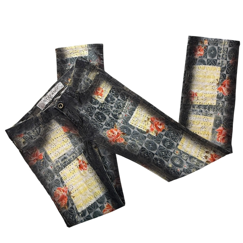 Sento Stefano‎ Jeans Patchwork Floral Rose Gold Print Women Size 29